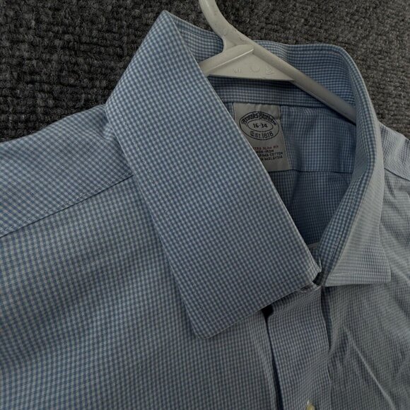 Brooks Brothers Extra-Slim 16-34 Non-Iron Spread Check Blue Cotton Button Up Men - Picture 11 of 16